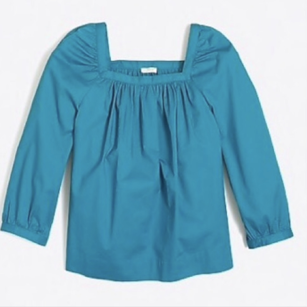 JCrew square neck turquoise blouse xs